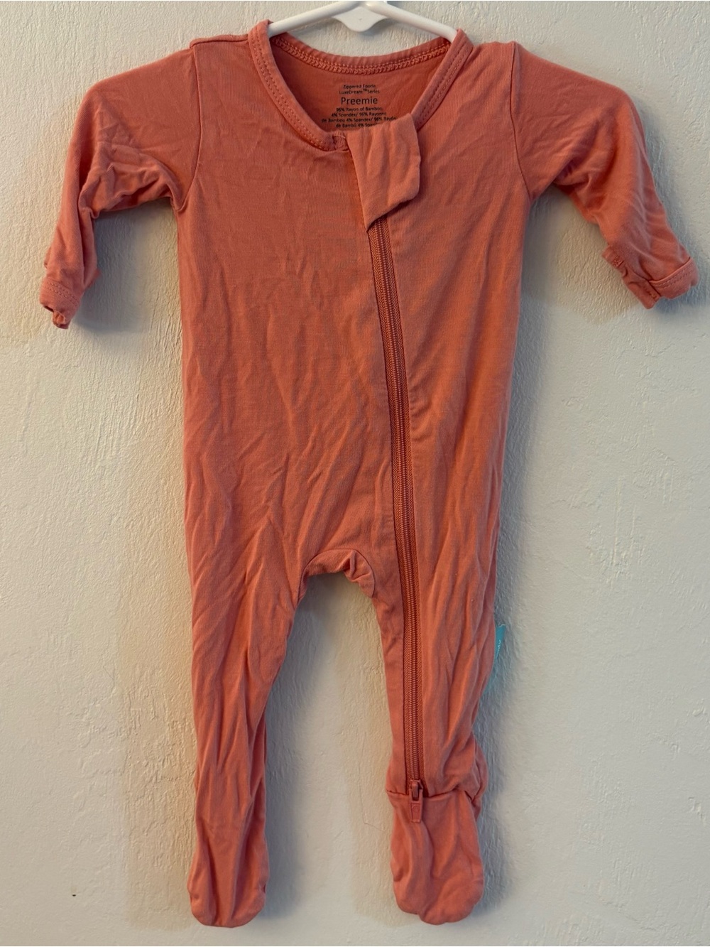 Preemie Coral Zip Footie